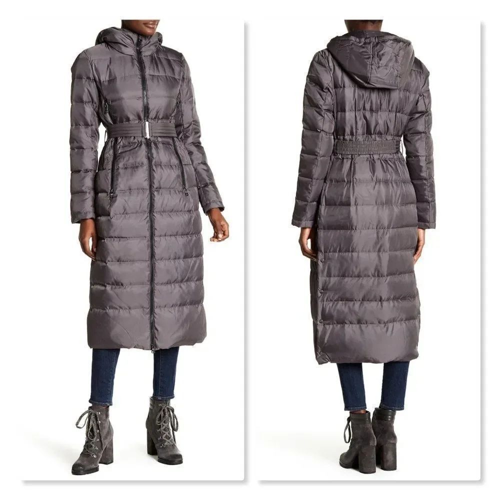 Vince Camuto Long Belted Down Coat sz XS.